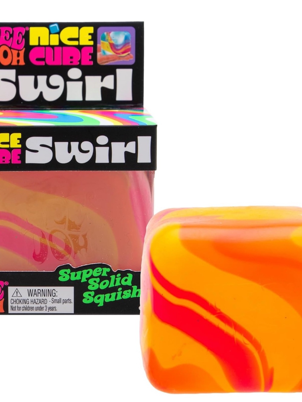 Swirl Super Solid Squish Cube - Orange & Pink Swirl